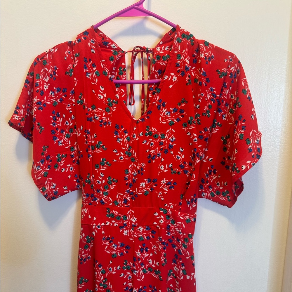 Red with small floral accent jumper